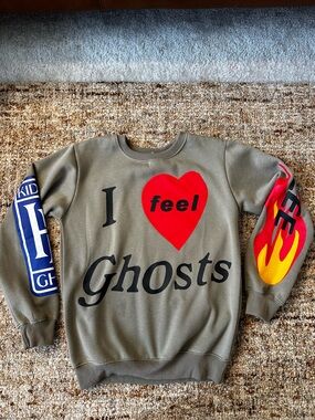 Kids Kanye “I Feel Ghosts” Sweatshirt with Red Heart Graphic